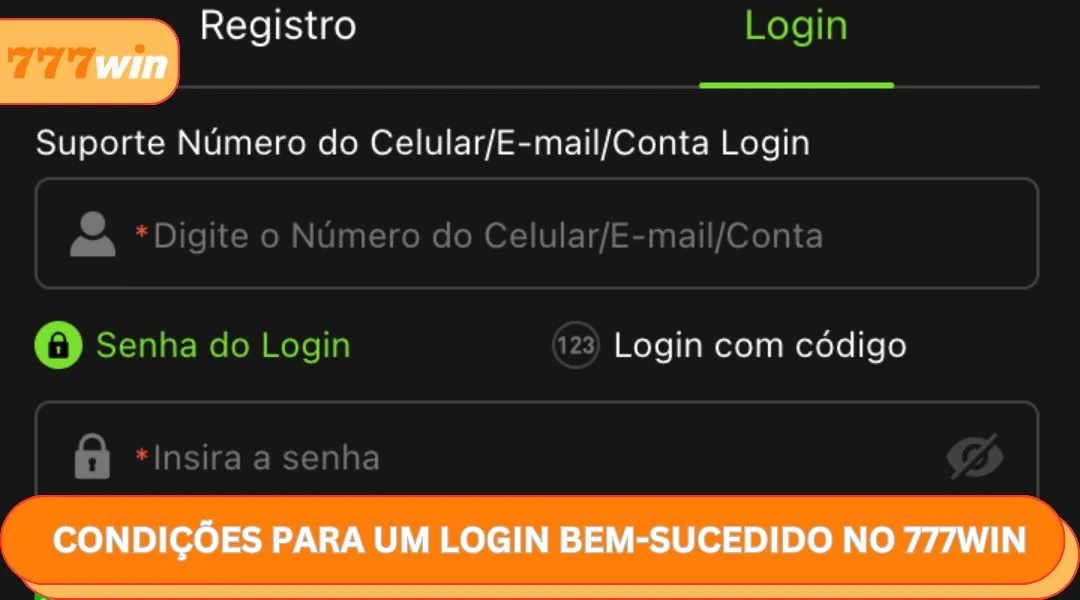 Condições para um login bem-sucedido no 777WIN