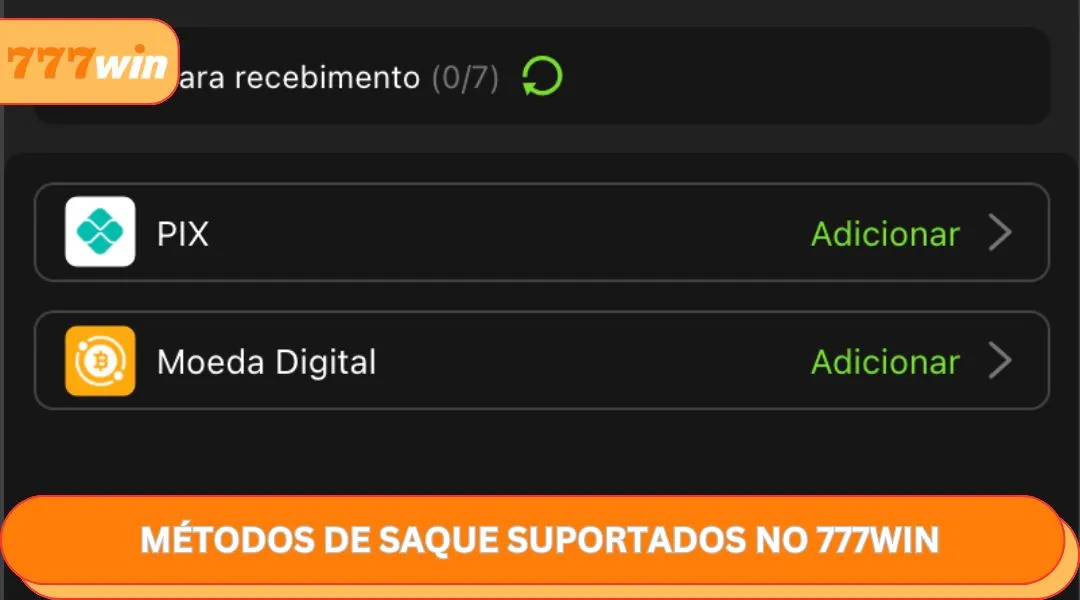 Métodos de saque suportados no 777WIN
