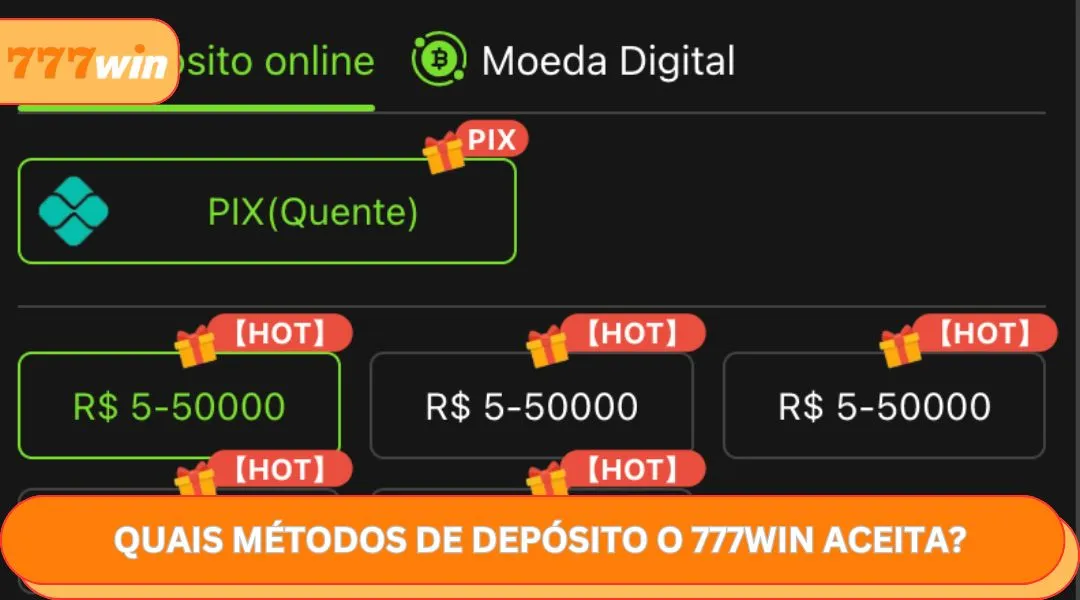 Quais métodos de depósito o 777WIN aceita